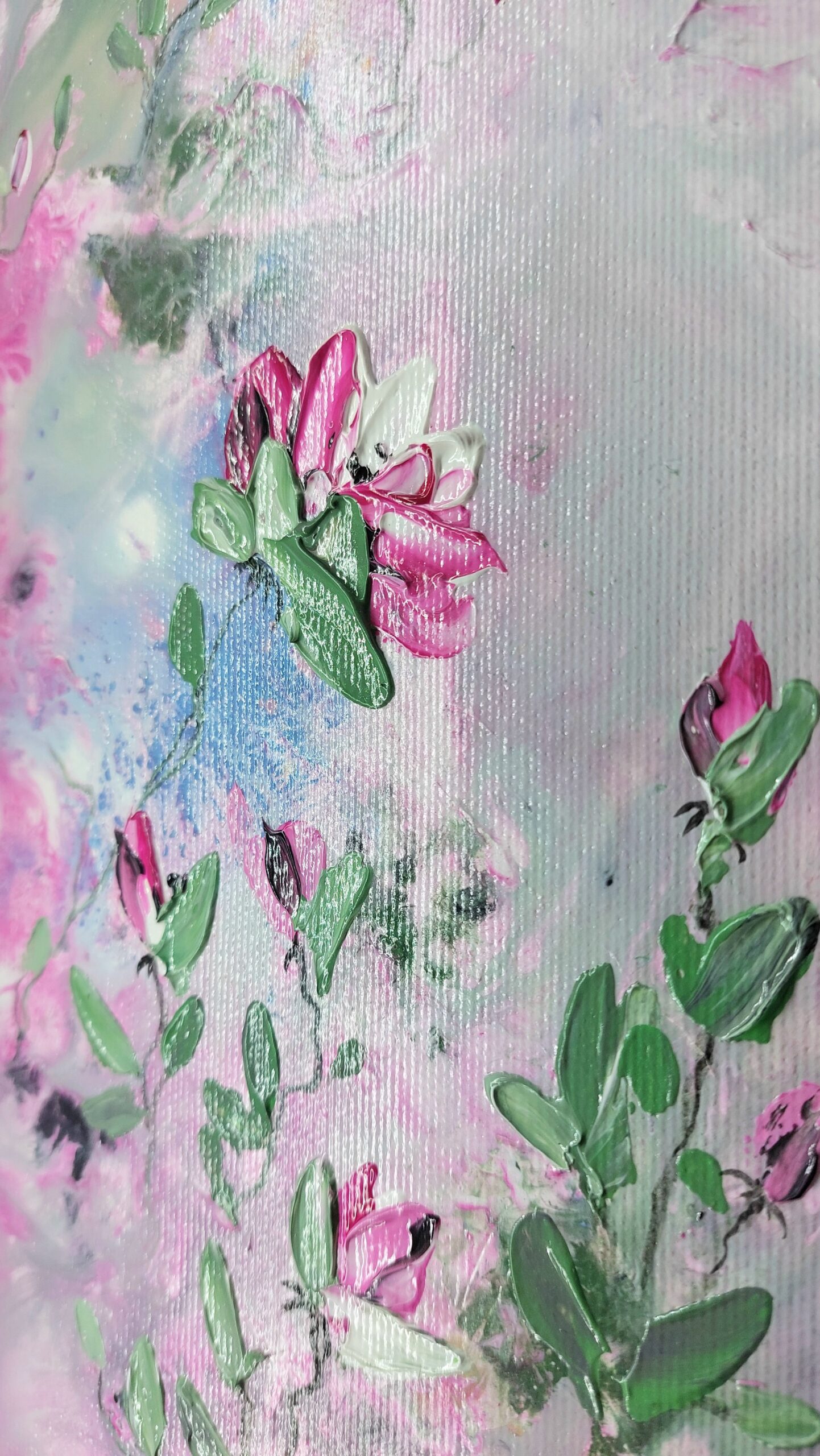 Květinový obraz barevný s detailem květiny.